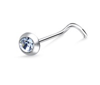 Stone Set Silver Curved Nose Stud NSKB-826